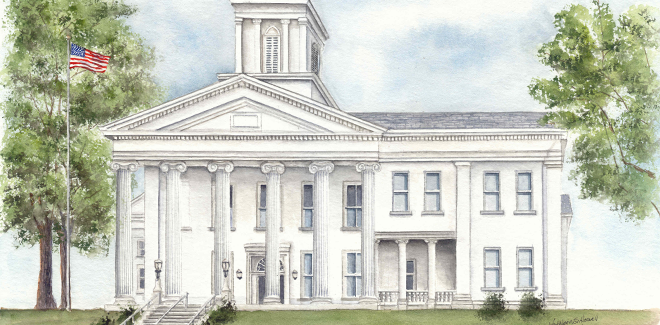 Lawrence County PA Courthouse Watercolor